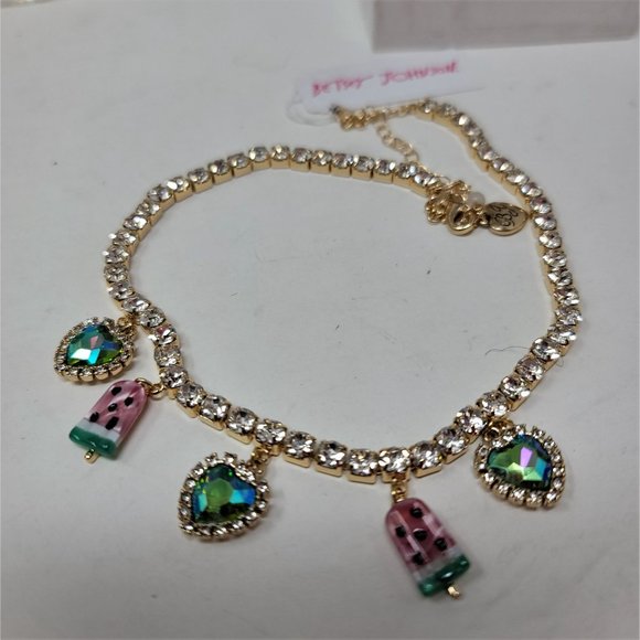 Betsey Johnson Popsicle & Rhinestone Heart Necklace Sparkling - Picture 6 of 6